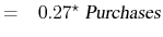 \displaystyle = \ensuremath{\phantom{-}}0.27^{\star}\ \textsl{Purchases}