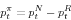 \begin{displaymath} p_t^\pi =p_t^N -p_t^R \end{displaymath}