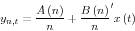 \begin{displaymath} y_{n,t} =\frac{A\left( n \right)}{n}+\frac{B\left( n \right)}{n}'x\left( t \right) \end{displaymath}