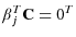  \beta _{j}^{T}\mathbf{C}=0^{T}