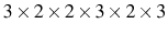  3 \times 2 \times 2 \times 3 \times 2 \times 3