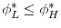  \phi^{\ast}_L \leq \phi^{\ast}_H