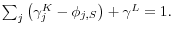 \sum\nolimits_j {\left( {\gamma _j^K -\phi _{j,S} } \right)+ \gamma ^L} =1.