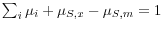 \sum\nolimits_i {\mu _i } +\mu _{S,x} -\mu _{S,m} =1