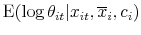 \displaystyle \textrm{E}(\log\theta_{it}\vert x_{it},\overline{x}_{i},c_i )