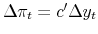  \Delta\pi_{t}= c^{\prime}\Delta y_{t}