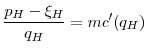 \displaystyle \frac{p_H-\xi_H}{q_H} = mc'(q_H)