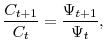 \displaystyle \frac{C_{t+1}}{C_t}=\frac{\Psi_{t+1}}{\Psi_t},