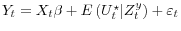  Y_t = X_t\beta + E\left( U_t^\star \vert Z_t^y \right) + \varepsilon_t