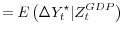 \displaystyle = E\left(\Delta Y_t^\star \vert Z_t^{GDP} \right)