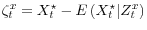  \zeta_t^x = X_t^\star - E\left(X_t^\star \vert Z_t^x \right)