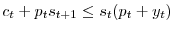  c_{t}+p_{t}s_{t+1}\leq s_{t}(p_{t}+y_{t})
