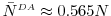  \bar{N}^{\ensuremath{{\scriptscriptstyle DA}}}\approx 0.565 N