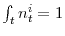  \int_{t}n_{t}^{i}=1