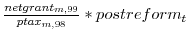  \frac{netgrant_{m,99}}{ptax_{m,98}}\ast postreform_{t}