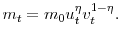  m_{t}=m_{0}u_{t}^{\eta }v_{t}^{1-\eta}.