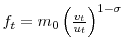  f_{t}=m_{0}\left( \frac{v_{t}}{u_{t}}\right) ^{1-\sigma}