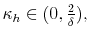  \kappa_{h}\in(0,\frac{2}{\delta}),
