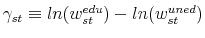  \gamma_{st} \equiv ln(w_{st}^{edu}) - ln(w_{st}^{uned})