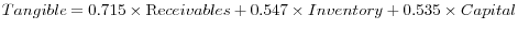 Tangible=0.715\times \mbox{Re}ceivables+0.547\times Inventory+0.535\times Capital