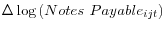 \Delta \log \left( {Notes\mbox{ }Payable_{ijt} } \right)