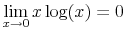  \lim\limits_{x \rightarrow 0} x\log(x) = 0