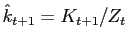 $ \hat{k}_{t+1}= K_{t+1}/Z_{t}$