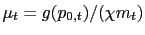 $ \mu_{t}=g(p_{0,t})/(\chi m_{t})$