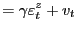 $\displaystyle =\gamma\varepsilon_{t}^{z}+v_{t}$