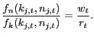 $\displaystyle \frac{f_{n}(k_{j,t},n_{j,t})}{f_{k}(k_{j,t},n_{j,t})}=\frac{w_{t}}{r_{t}}.$