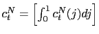 $ c_{t}^{N}=\left[ \int_{0}^{1}c_{t}^{N}(j)dj\right] $