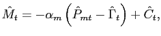 $\displaystyle \hat{M}_{t} = -\alpha_{m} \left( \hat{P}_{mt} - \hat{\Gamma}_{t} \right) + \hat{C}_{t},$