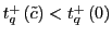$ t_{q}^{+}\left( \tilde {c}\right) <t_{q}^{+}\left( 0\right) $