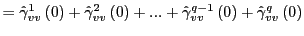 $\displaystyle =\hat{\gamma}_{vv}^{1}\left( 0\right) +\hat{\gamma}_{vv}^{2}\left( 0\right) +...+\hat{\gamma}_{vv}^{q-1}\left( 0\right) +\hat{\gamma}_{vv} ^{q}\left( 0\right)$