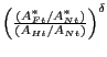 $ \left( {\frac{(A_{Ft}^{\ast}/A_{Nt}^{\ast} )}{(A_{Ht} /A_{Nt} )}} \right) ^{\delta}$
