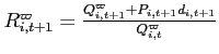 $R_{i,t+1}^{\varpi} = \frac{Q_{i,t+1}^{\varpi}+P_{i,t+1}d_{i,t+1}}{Q_{i,t}^{\varpi }}$