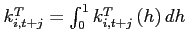 $k_{i,t+j}^{T}=\int_{0}^{1}k_{i,t+j}^{T} \left( h\right) dh$
