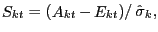 $ \mathop S\nolimits_{kt} = (\mathop A\nolimits_{kt} -\mathop E\nolimits_{kt} ) / \mathop {\hat {\sigma }}\nolimits_{k} ,$