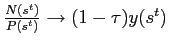 $ \frac{N(s^{t})}{P(s^{t} )}\rightarrow(1-\tau)y(s^{t})$