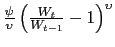 $\frac{\psi}{\upsilon}\left(\frac{W_t}{W_{t-1}}-1\right)^{\upsilon}$