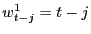 $ w_{t-j}^{1}=t-j$