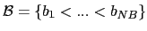 $ \mathcal{B}=\{b_{1}<...<b_{NB}\}$