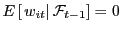 $ E\left[ \left. w_{it}\right\vert \mathcal{F}_{t-1}\right] =0$