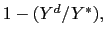 $ 1-(Y^{d}/Y^{\ast}),$