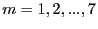 $ m=1, 2,...,7$