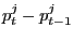 $ p_{t} ^{j_{} } -p_{t-1} ^{j_{} } $