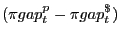 $ (\pi gap_{t} ^{p_{} } -\pi gap_{t} ^{\$ _{} } )$