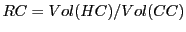 $ RC=Vol(HC)/Vol(CC)$