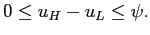 $\displaystyle 0 \le u_{H}-u_{L} \le\psi.$