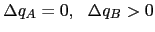 $ \Delta q_{A}=0,~\ \Delta q_{B}>0$